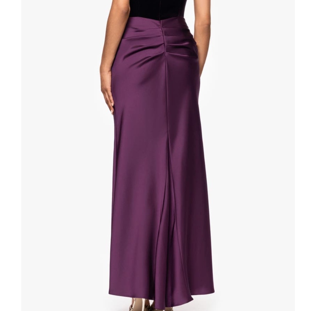 NEW Betsy & Adam PLUM Strapless CORSET Bustier VELVET  & SATIN Draped GOWN 4 - Picture 7 of 13